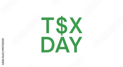 A green vector graphic illustration of the text TSX DAY on a white background