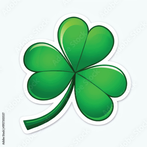 Brightly rendered three leaf clover illustration symbolizes Irish heritage and good luck charm for celebrations