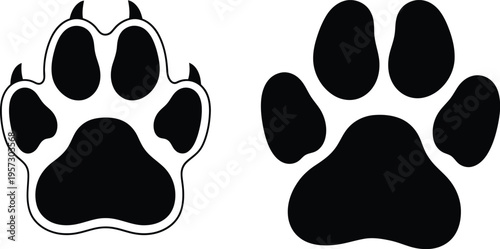 Animal Paw Print Silhouettes Dog Cat Footprint Track Vector