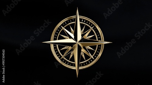 Elegant Gold Compass Rose Design on Dark Background for Navigation