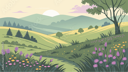 Fantasy Landscape and Mythical Adventure World Illustration