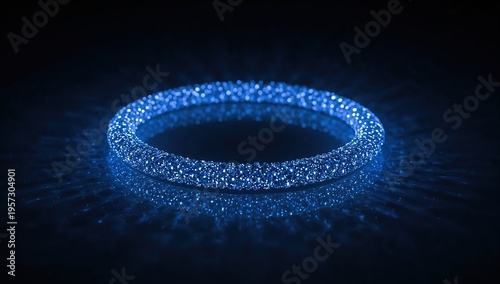 Blue shimmering bracelet with glittering sparkles on dark reflective surface under dramatic lighting for luxury jewelry concepts