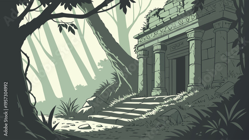 Fantasy Landscape and Mythical Adventure World Illustration