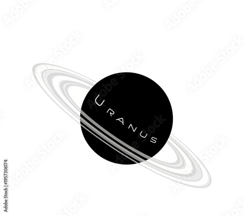 Uranus planet illustration with rings on a white background.