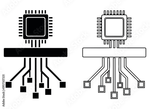 Print Cpu processor vector illustration  Premium Vector