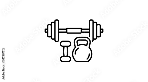 Gym Equipment Outline Icon Set
