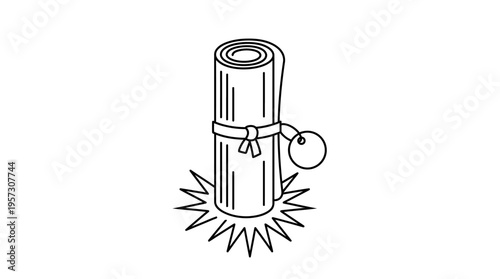 Scroll with Tag Standing on Burst Icon