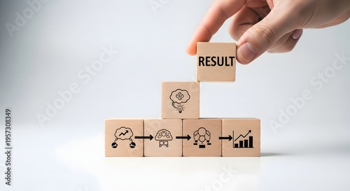 Workflow Management and Final Result Concept with Hand Completing a Sequence of Business Process Wooden Blocks