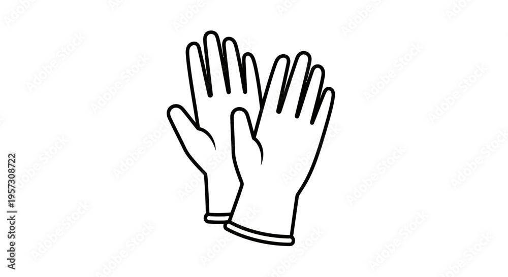 Fototapeta premium Clean Hands Protection: Pair of White Rubber Gloves Icon