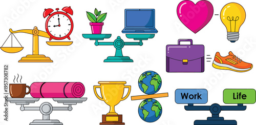 Smart Home Security System Icon Set with Surveillance Cameras, Video Doorbell, Smart Lock Keypad, Window Sensor, Digital Key App, and Safety Monitoring Illustrations