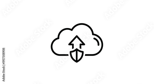 Cloud Upload Security Icon: Secure Data Transfer and Cloud Storage Protection