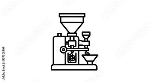 Coffee Roaster Machine Icon: Industrial Equipment for Coffee Bean Processing