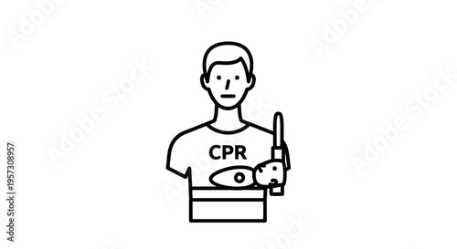 CPR Training Icon: Person practicing chest compressions on a dummy