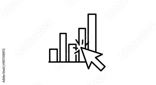 Cursor clicking on a rising bar chart, representing growth and success