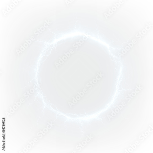 Foto Electric blue circle with lightning effects on a transparent background created