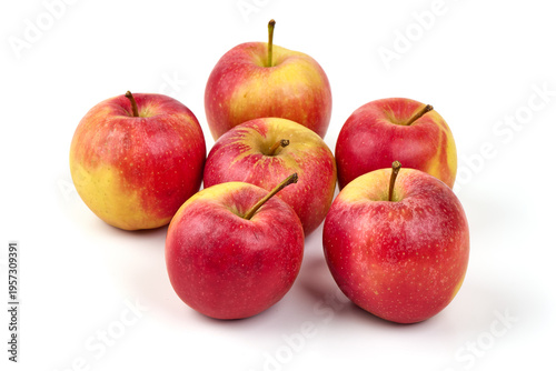 Fresh red and yellow apples, isolated on white background