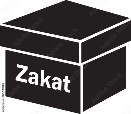 Islamic Zakat Box Icon Simple Minimal Charity Donation Illustration