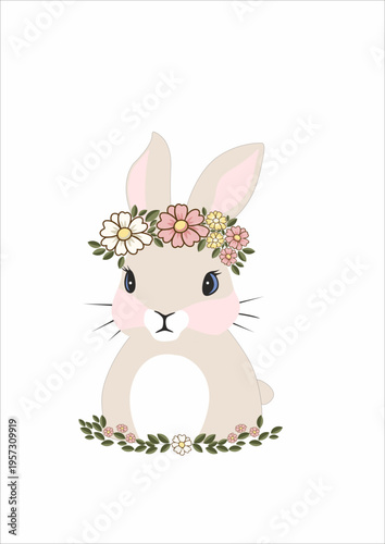 bunny with beautiful flower