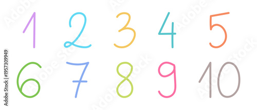 Handwritten or Hand Drawn Numbers from 1 to 10 for Children