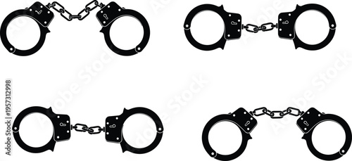 handcuffs, law, enforcement, police, arrest, crime, justice, security, metal, chain, restraint, equipment, criminal, custody, authority, detention, safety, investigation, prison, symbol