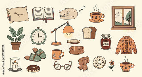 Cozy Autumn and Winter Vibes A Collection of Hygge-Inspired Illustrations for Warm and Comfortable Living