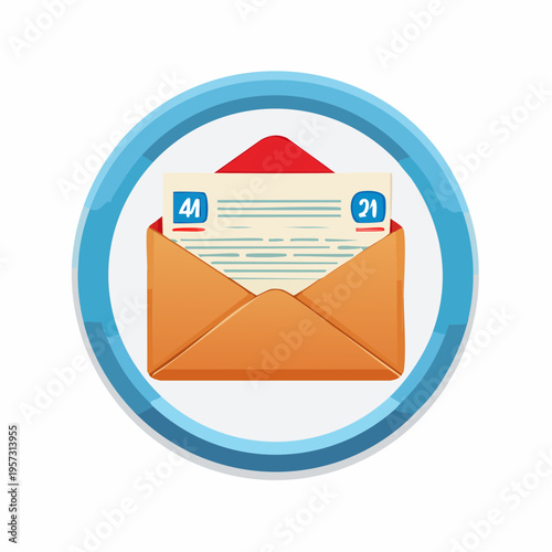An opened envelope with a letter peeking out, symbolizing communication and correspondence, presented as a clean vector icon
