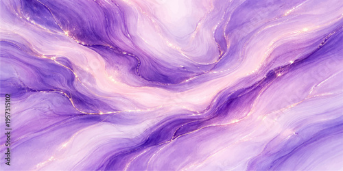 Seamless abstract purple and blue liquid water background featuring a soft flowing wave pattern and silk fabric texture for a modern wallpaper design