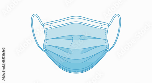 Blue medical face mask illustration, protection against viruses, healthcare concept
