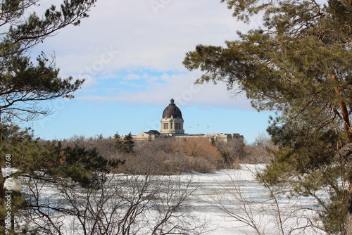 Canvas-taulu Saskatchewan Legislature building at Wascana Park Regina Canada very early sprin