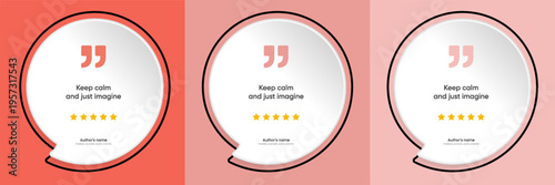 3D bubble testimonial banner, quote, infographic. Social media post template designs for quotes. Empty speech bubbles, quote bubbles and text box. Vector Illustration EPS10.