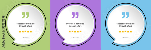 3D bubble testimonial banner, quote, infographic. Social media post template designs for quotes. Empty speech bubbles, quote bubbles and text box. Vector Illustration EPS10.