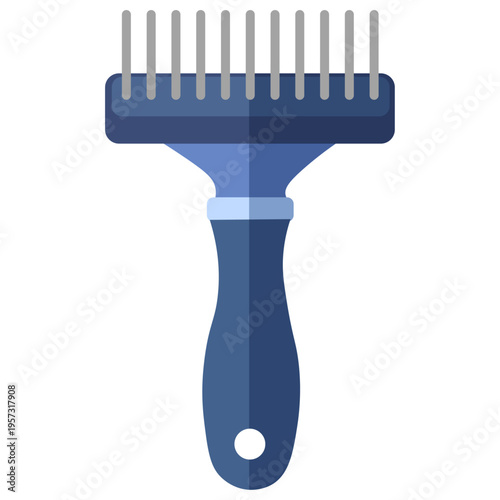 Pet Grooming Brush Blue Dog Cat Comb Tool Vector