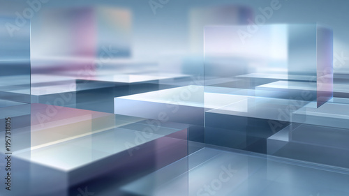 Strategic thinking business concept, layered translucent panels aligned with subtle depth, modern abstract composition, calm professional color palette