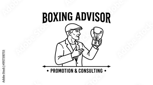 Boxing Advisor Logo Design with Cartoon Man