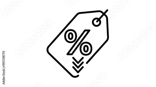 Discount Tag With Percentage Symbol And Downward Arrow