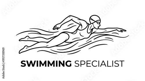 Swimming Specialist Graphic Silhouette in Water