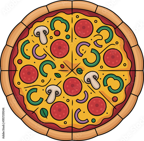 Cute cartoon a illustrator vector pizza