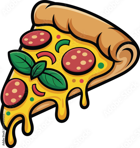 Cute cartoon a illustrator vector pizza