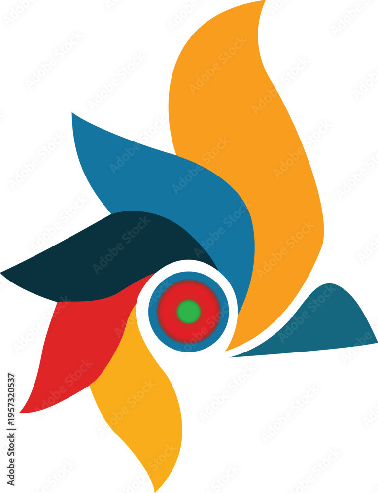 Obraz premium Abstract Colorful Pinwheel Logo Design with Modern Geometric Swirl