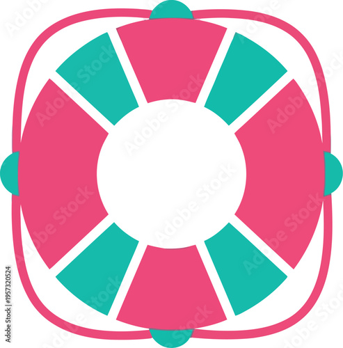 Colorful flat vector illustration of a lifebuoy ring for water safety and rescue designs