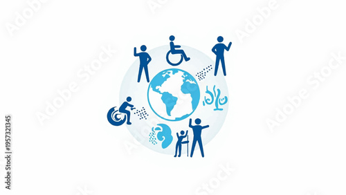 Set of 8 disability awareness icons vector
