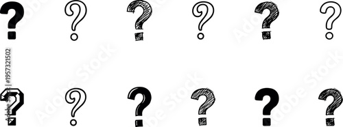 question mark icons set with different styles of question symbols for help support and inquiry concepts, punctuation sign vector illustration isolated on transparent background