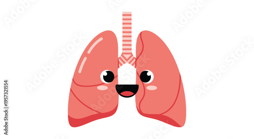 A charming illustration of cartoon lungs with a smiling face and large eyes a delightful anatomical silhouette high quality professional detailed