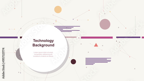 Geometric technology background with shapes and lines in soft colors