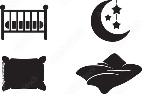 Minimalist baby essentials set in black and white crib