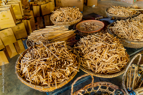 Manual production.

A craft village in Nha Trang, Vietnam. Production of goods by hand. Souvenir products. 