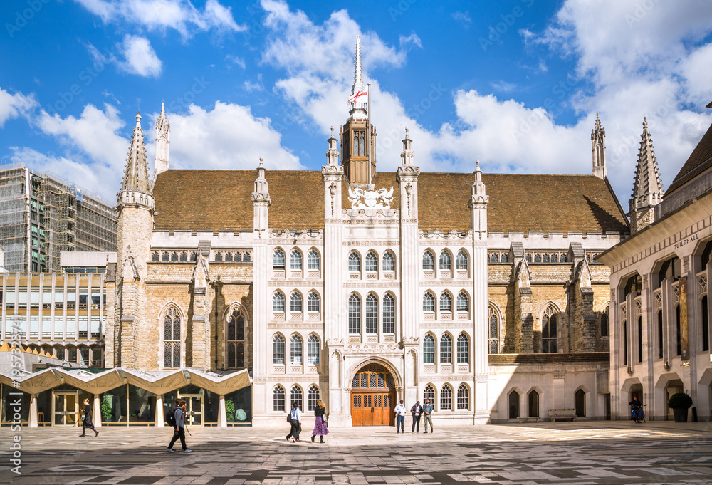 Fototapeta premium Guildhall Plaza with government buildings, Guildhall Art Gallery and St Lawrence Jewry. City of London 