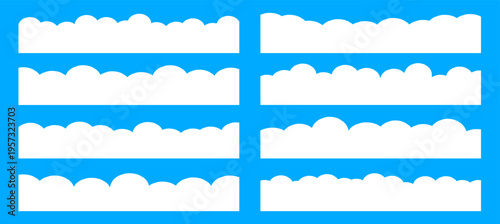 Set of simple cloud border, footer silhouettes in a clean, flat design