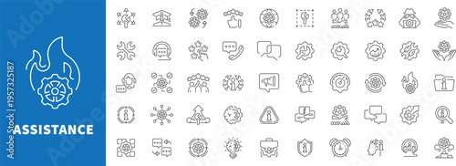 Assistance, Hotline & Support Icon Set