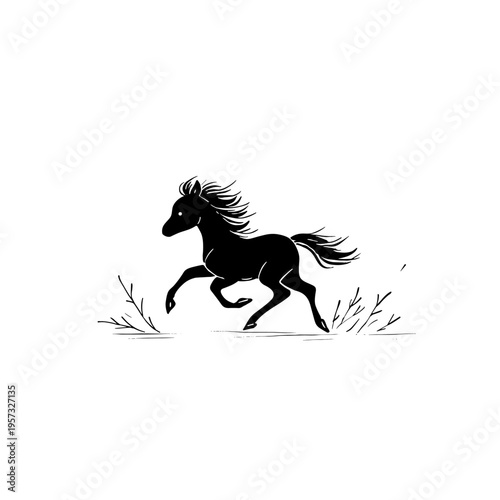 foal. foal simple black and white line art vector logo